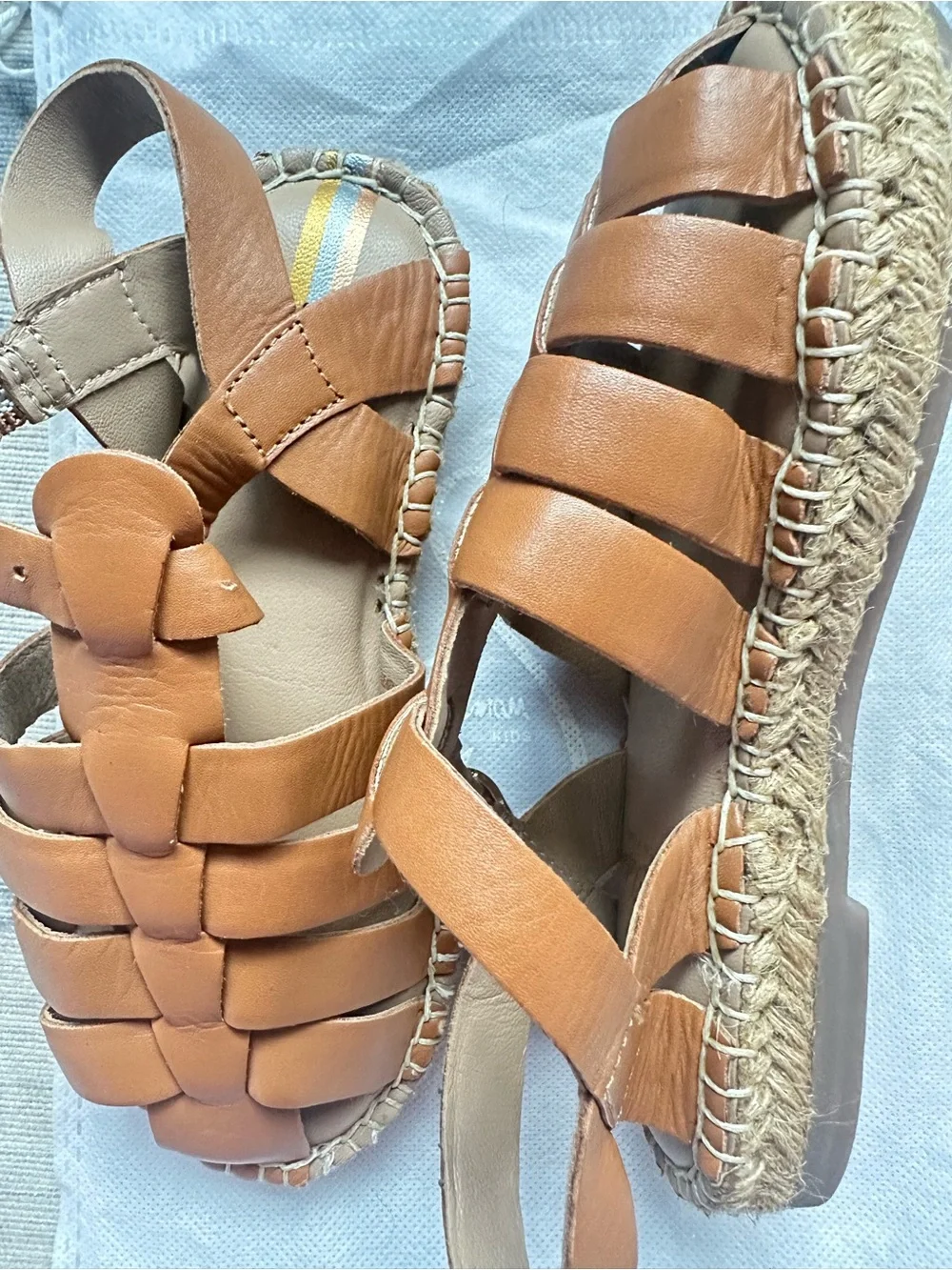 Sam Edelman Kids Leather Espadrille Fisherman Sandals Tan size 11